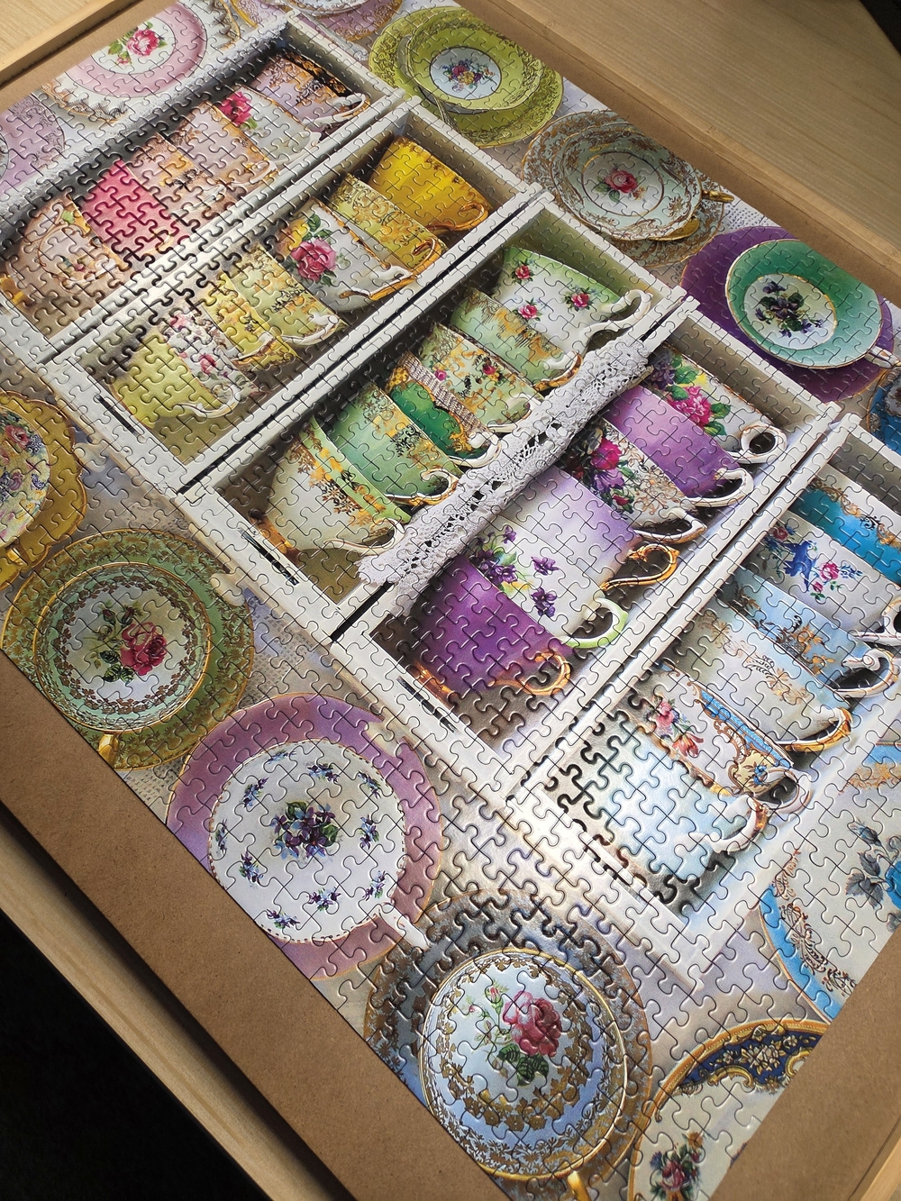 Vintage China Teacup Puzzle - Multi-Color Decorative Set
